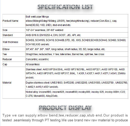 Butt Weld Seamless Stainless Steel Tp316 Concentric Reducer