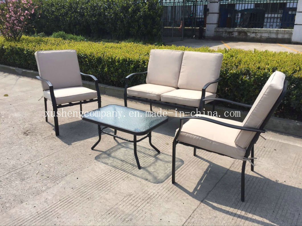 Modern Dining Table Set with Cushion Steel Sofa Set Outdoor Patio Garden Furniture