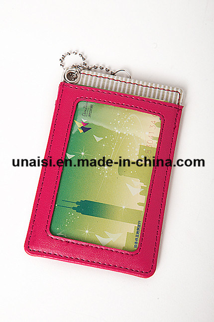 PU ID Name Credit Card Holder with Clear ID Window