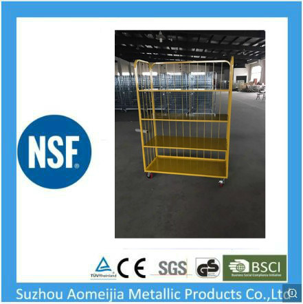 Logistic Flat Bed Cargo Trolley Metal Folding Mesh Roll Cage / Logistics Cart