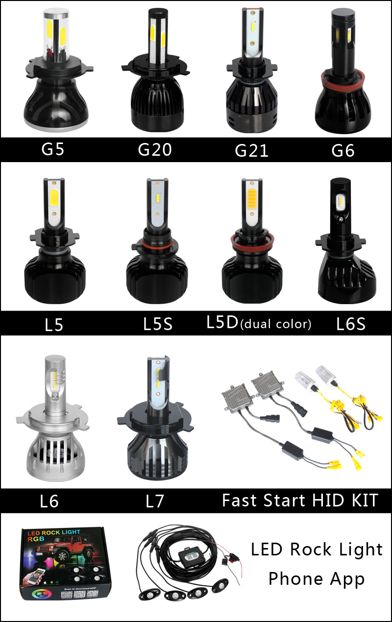 HID LED Super Powerful Bright COB LED Headlight Kit Lamp Car Bulbs G5 H4 40W 80W 12V 24V H13 H4 H7 Car LED Headlight, Auto Parts