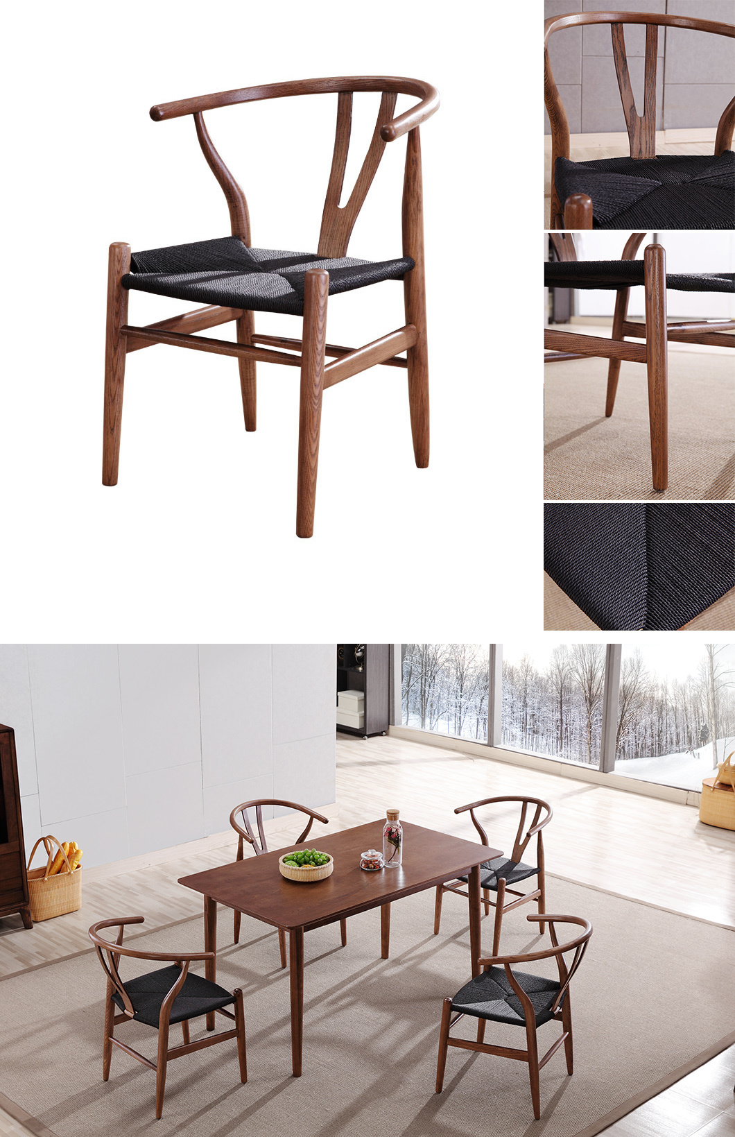 Modern Restaurant Dining Furniture Wishbone Wood Dining Chair for Home