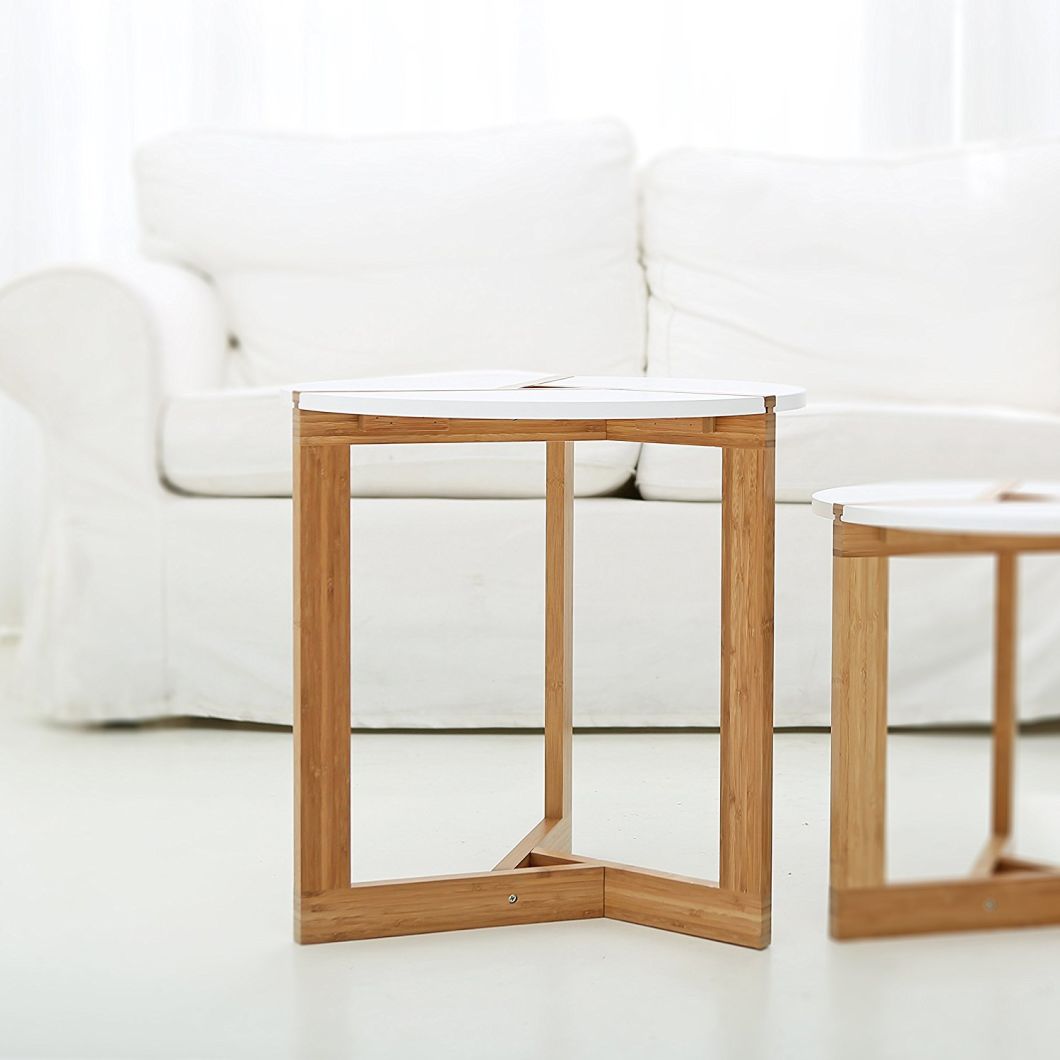 Round Modern Living Room Tabletop / Bamboo Coffee End Table