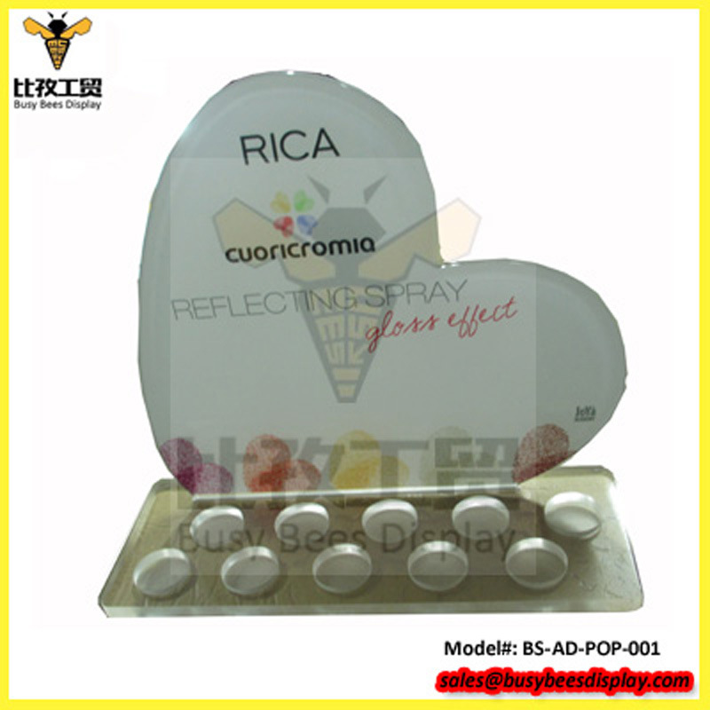 Pop Heart and Square Acrylic Display Stand for Cosmetics