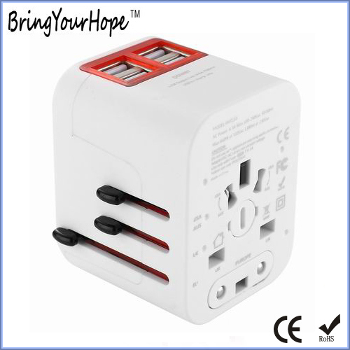 UK/Au/Us/EU Travel Power Plug with 4 USB Ports (XH-UC-014)