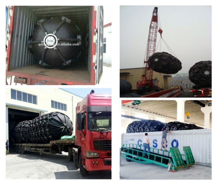 Marine Pneumatic Rubber Fender with Galvanized Chain and Tire Made in China