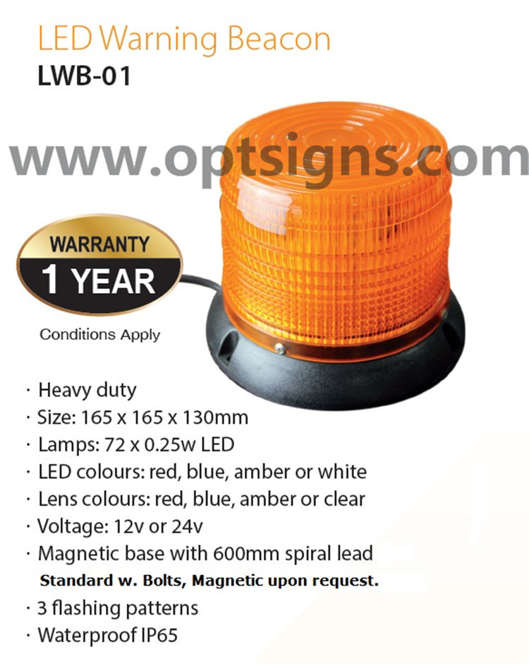 Cost Effective Amber Color LED Flashing Warning Beacon