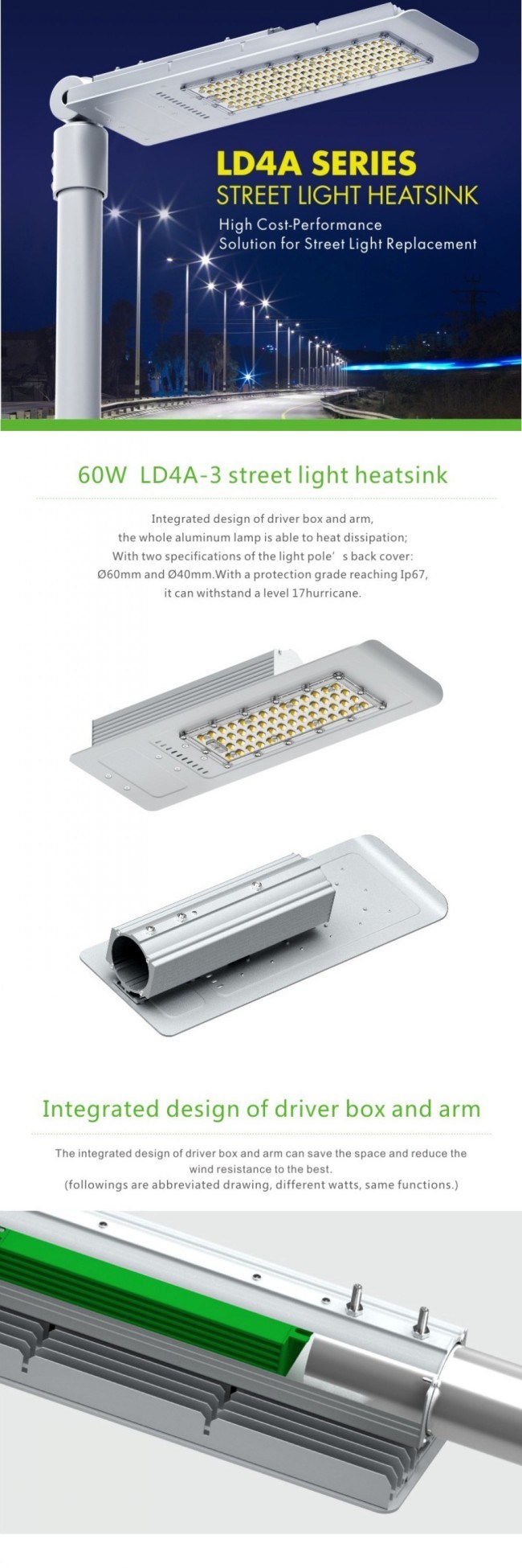 30W/40W/60W/90W DC12-24V Garden LED Street Light Proffessional Manufacturer