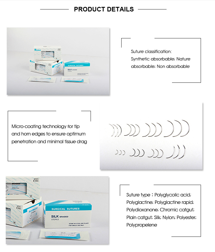 Medical Silk Braided Surgical Suture with Ce / ISO Approved