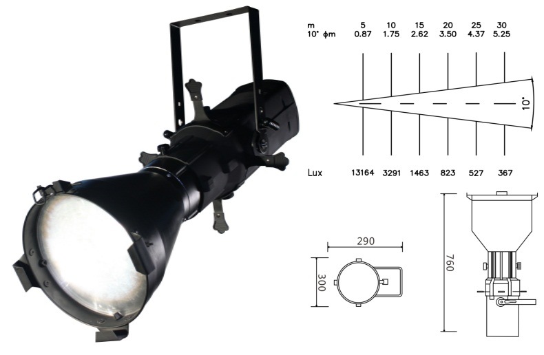 350W LED 10degree Source Four on a Stick