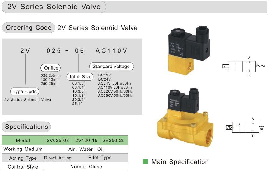 2V025-06 Air Bag Suspension Brass Solenoid Valves