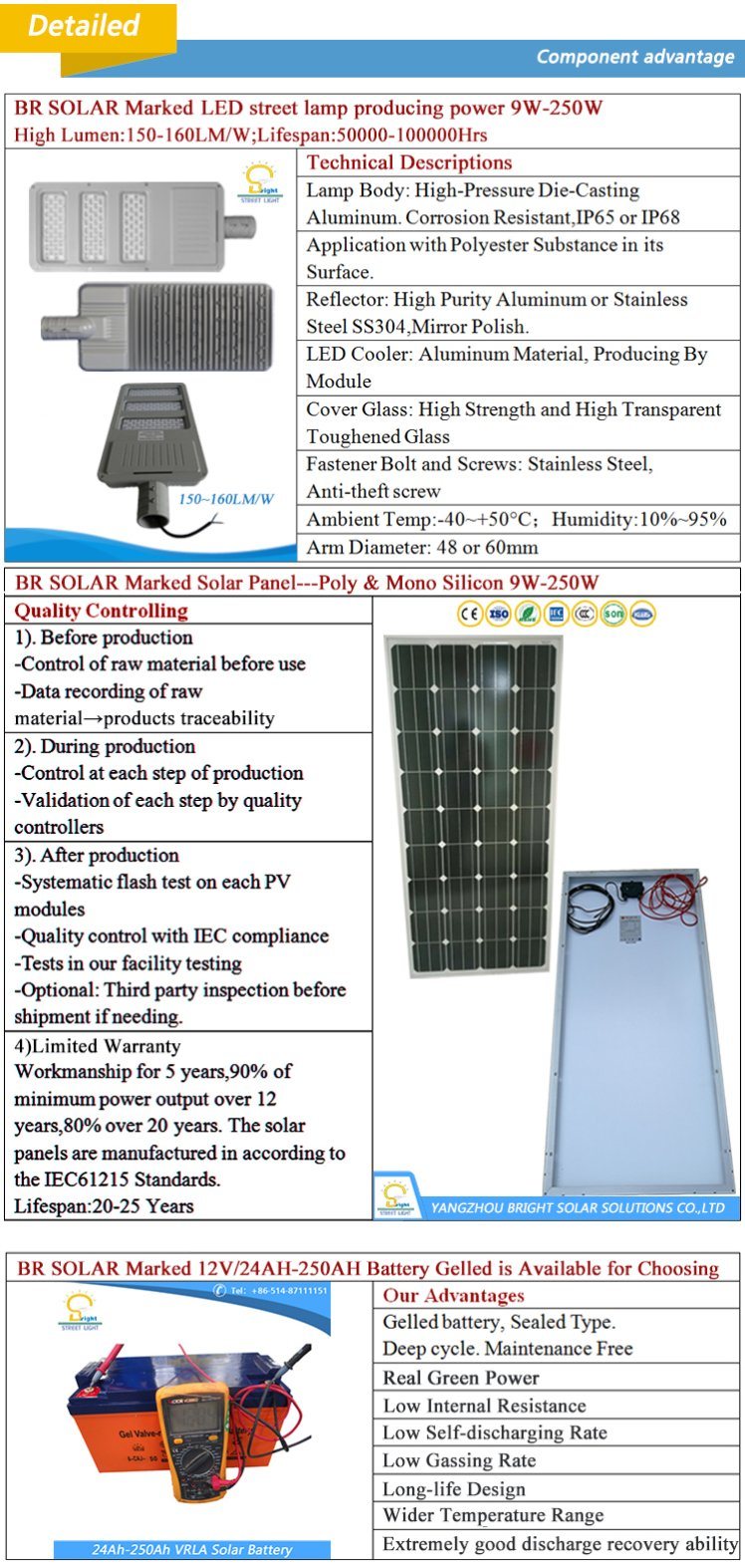 10m Galvanized Pole 80W LED Lighting Fixture with Solar