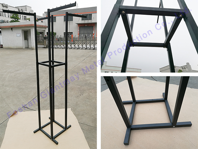 Garment Black Iron Apparel Hanging Clothes 4 Way Clothing Display Rack for T-Shirt