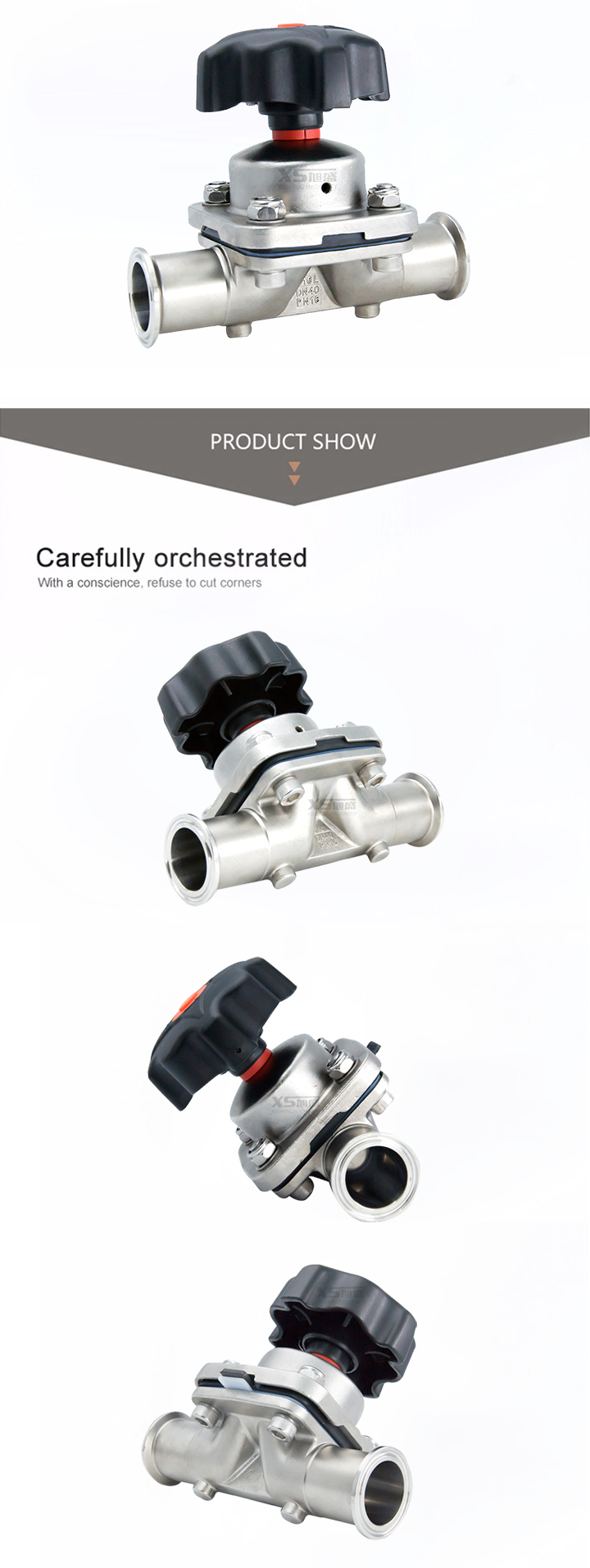 SS316L Stainless Steel Hygienic Manual Diaphragm Valves