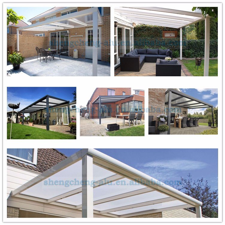 Modern Wall Mounted Polycarbonate Roof Gazebo with Sliding Doors