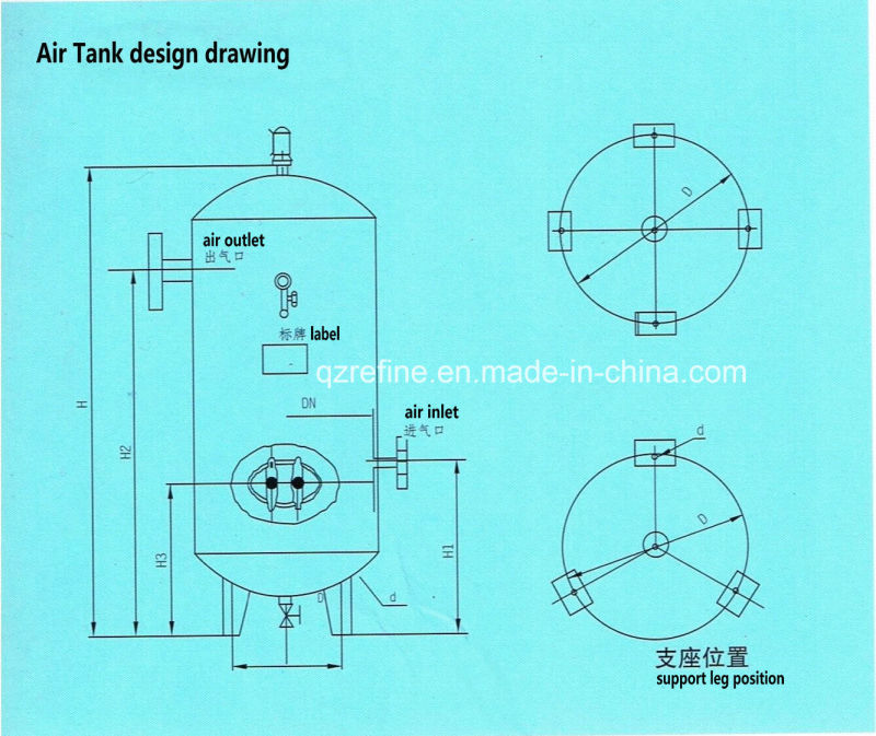 1.0m3/16bar High Pressure Air Tank Receiver for Air Compressor