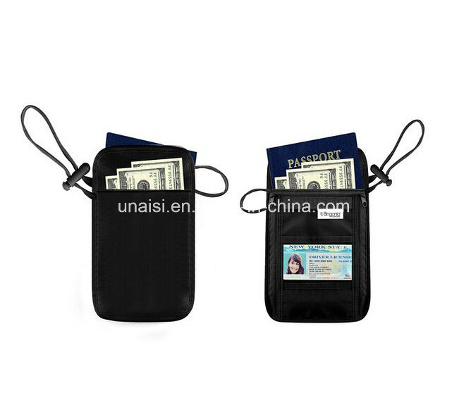 Blocking-Concealed Passport Holder RFID Wallet with Neck Strap