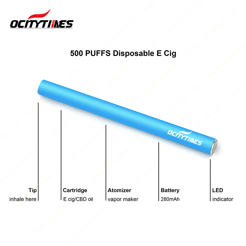 Colorful Vitamin Vape E Cig No Oil Leak 500 Puffs E-Cigarette Soft Tranparent Tube OEM Sticker