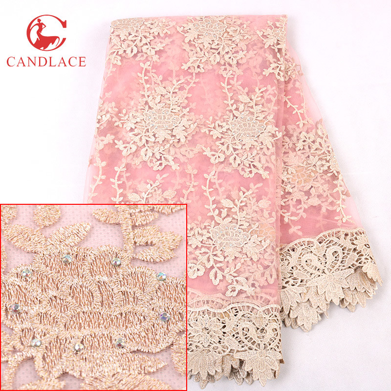 High Quality Fashion Design 3D Flower Lace Embroidered Fabric