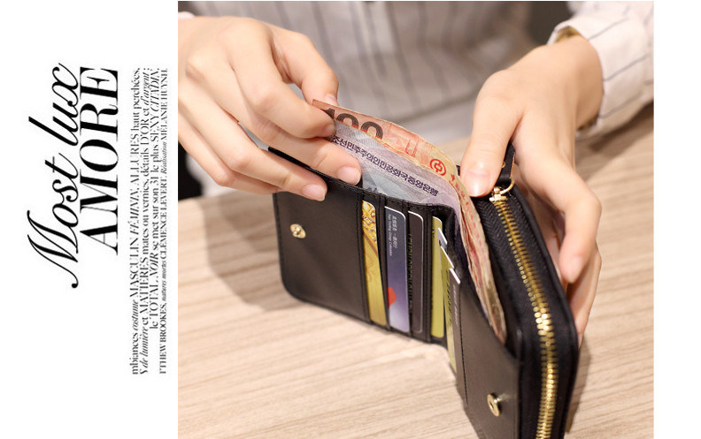 Women Short Wallets PU Leather Female Plaid Purses Nubuck Card Holder Wallet Fashion Woman Small Zipper Wallet with Coin Purse