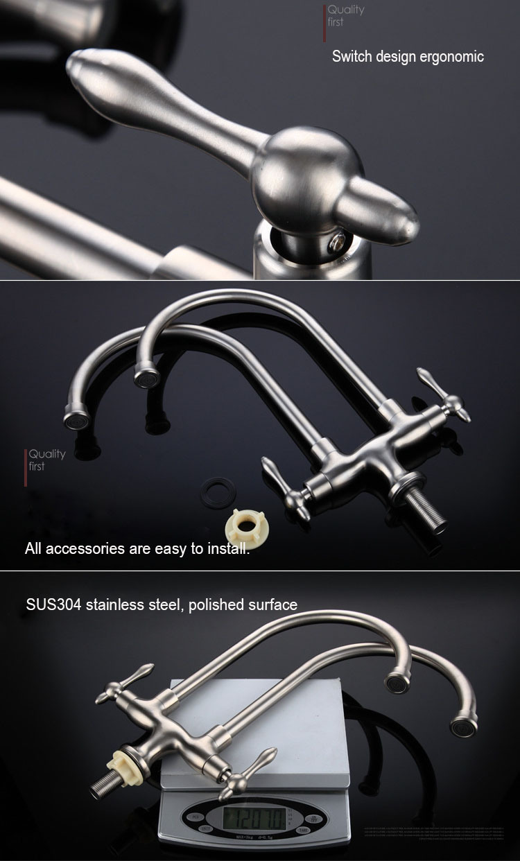 Double Handle Brass Cold & Hot Kitchen Faucet