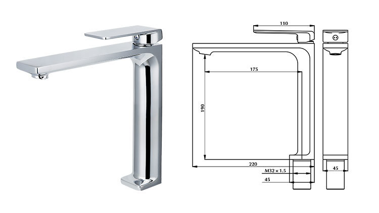 Brass Single Lever Countertop Basin Mixer Faucet