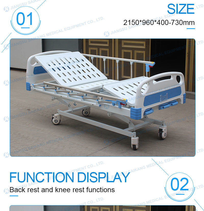 Hospital Examination Metal Manual Adjustable Bed