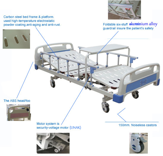 Central Brake System Medical Therapy Bed for Hospital Patient