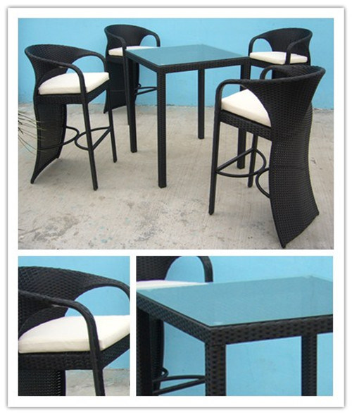 Outdoor Soft Cushion Hotel Garden Rattan Bar Chair (FS-2855+FS-2856)