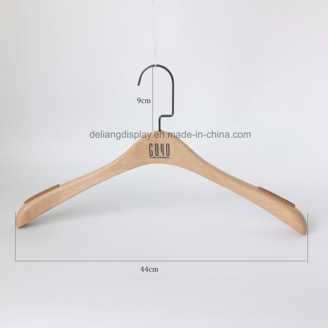 Beech Wood Hanger with Anti-Slips in Natural Wood Color