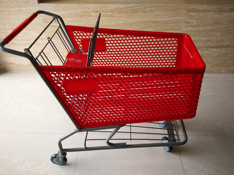 Zinc and Plastic Sprayed Retail Shop Trolley Cart