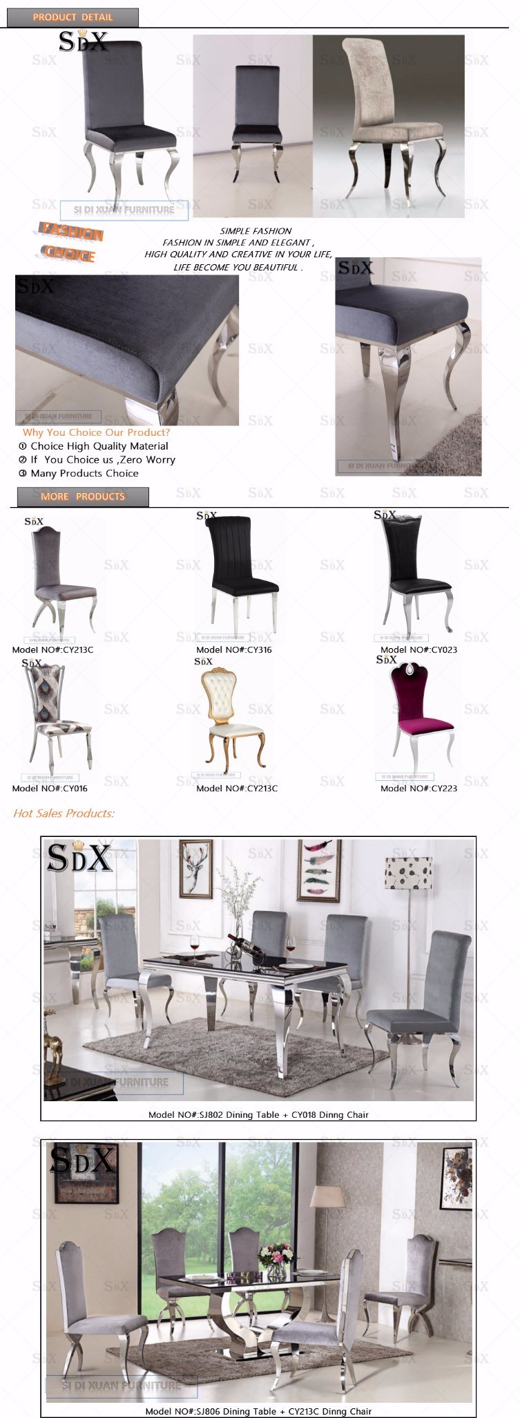 Modern Baroque Polished Stainless Steel Dining Chair