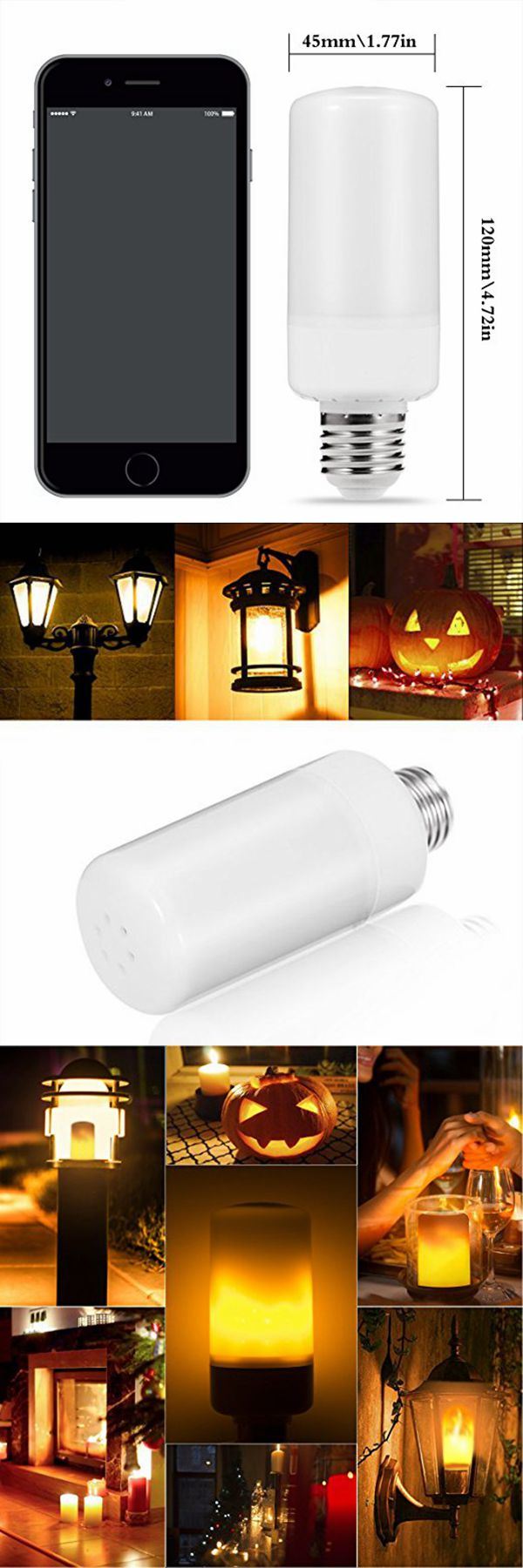 5W E12 E26 Flickering Fire Decorative Lights 3 Modes Creative LED Flame Bulb
