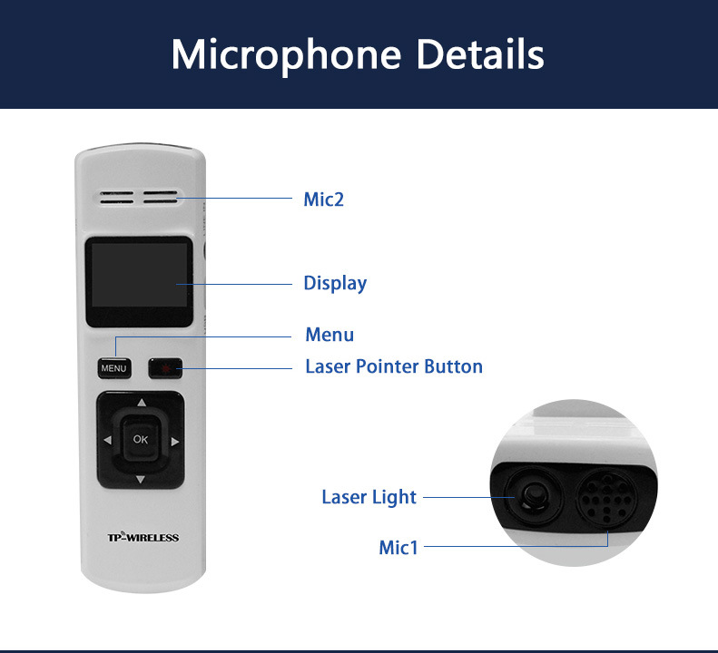 Tp-Wireless 5.8GHz Wireless Microphone and Wireless Speaker System for Classroom /Church/Conference Room