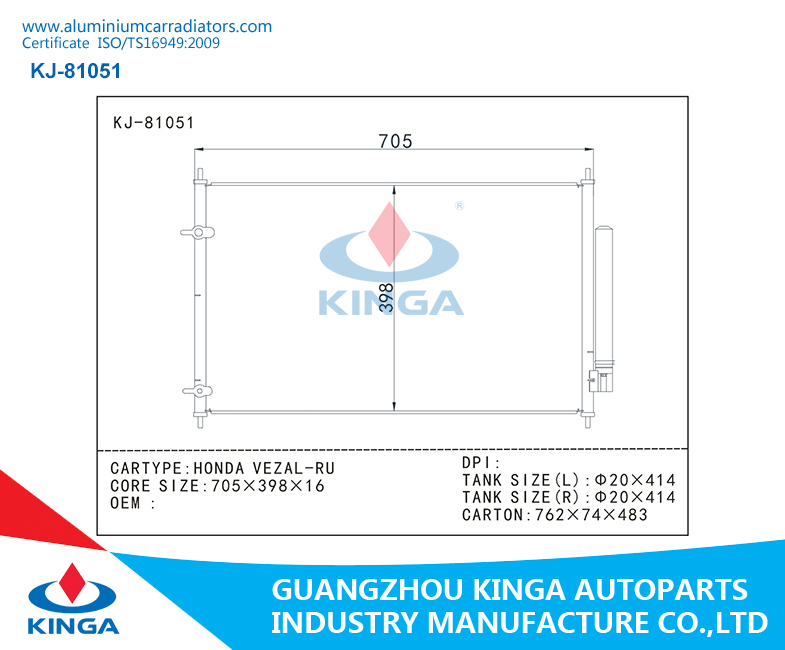 80110-T7a-J01 Condenser Supplier for Honda Vezal-Ru3/Ru4