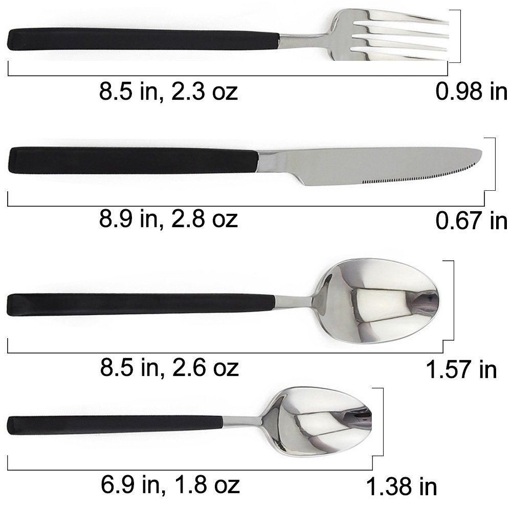 Ailaka 4 Piece Flatware Set 304 Stainless Steel Silverware Service for 1, Beautiful Heavy-Duty Fork Spoon Knife Set for Home Kitchen Restaurant Hotel