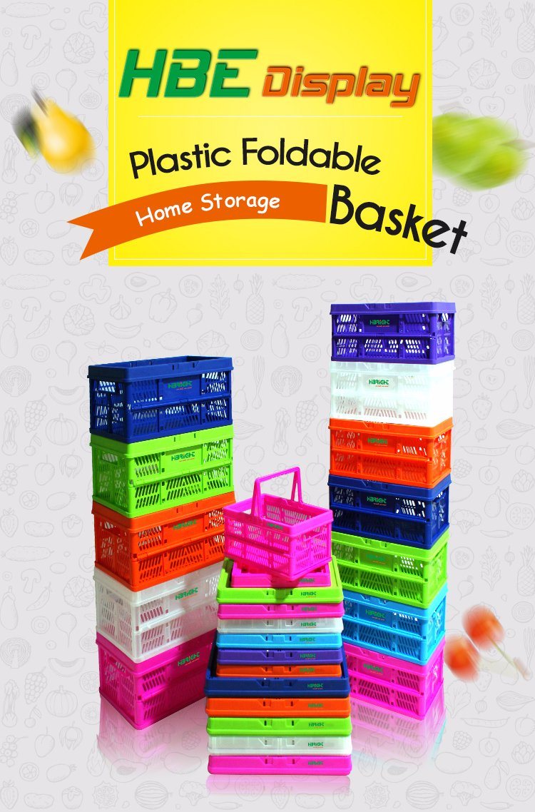 Highbirght Hand Carry Promotion Plastic Folding Basket