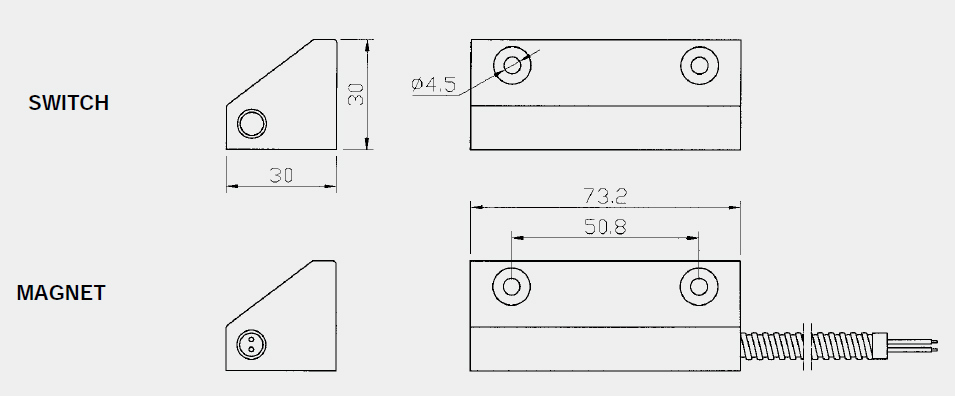 Sentek Heavy Duty Aluminum Magnetic Contact Switches Bsd-3015