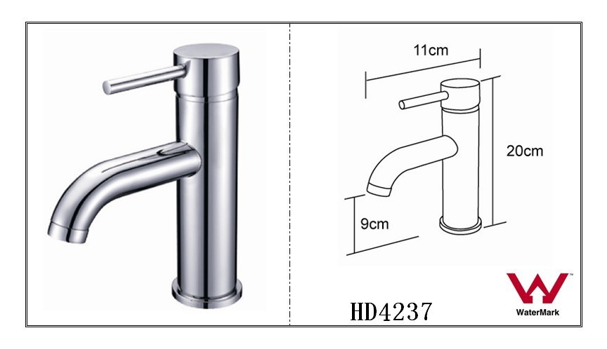 Single Lever Bathroom Watermark Brass Basin Faucet Chrome Finish HD4237