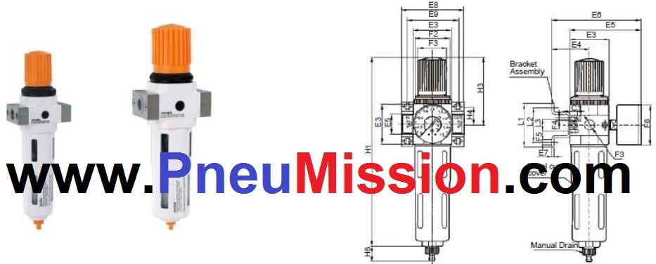 Pneumatic Air Preparation Frl (F+R+L) , Air Source Treatment Unit