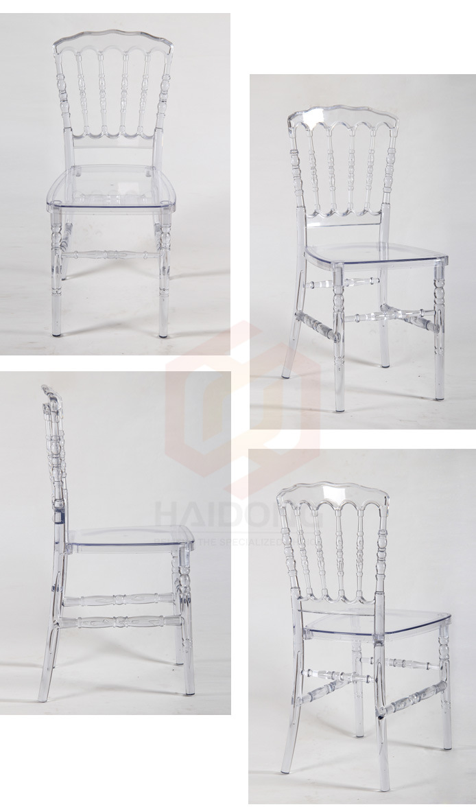 Clear Crystal Acrylic Resin Napoleon Restaurant Chairs for Wedding