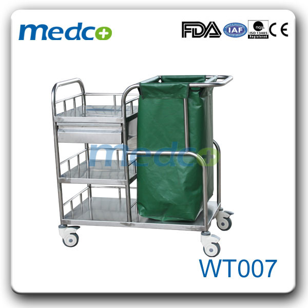 Stainless Steel Hospital Equipment Laundry Cart Dressing Trolley