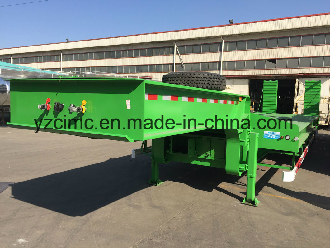 China Green 3axles Transport Gooseneck Lowboy/Low Bed/Lowbed Utility Semi Trailer