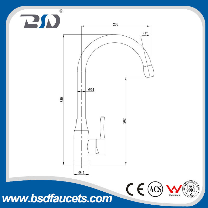 SUS304 Stainless Steel Rust Free Single Handle Kitchen Faucet Unleaded