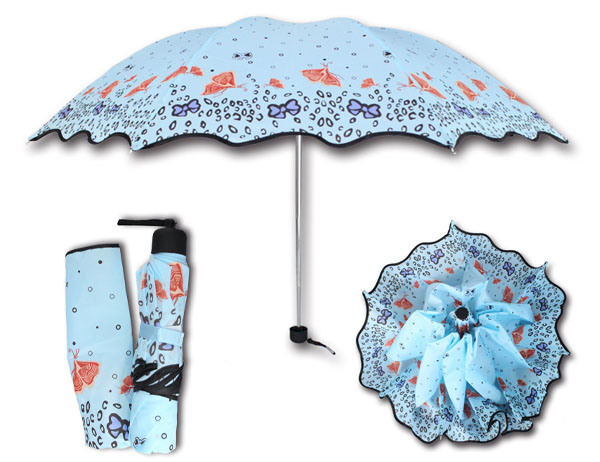 Customized Promotional Folding Ladies Flowers Printing Sun Umbrella