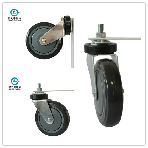 5 Inch PU Flat Shopping Trolley Caster