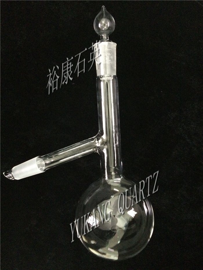 Customized Quartz Glass Distlling Flask with Quartz Ground Joint Stopper