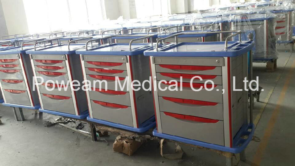 Medical Hospital Furniture ABS Double Side Drug Cart Medicine Trolley