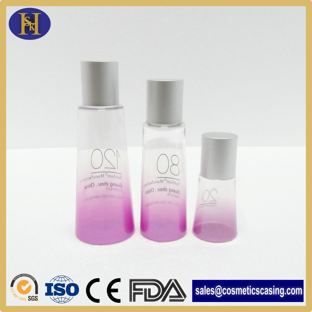 60ml-80ml PET Cosmetic Lotion Bottle with Screw Rose Cap