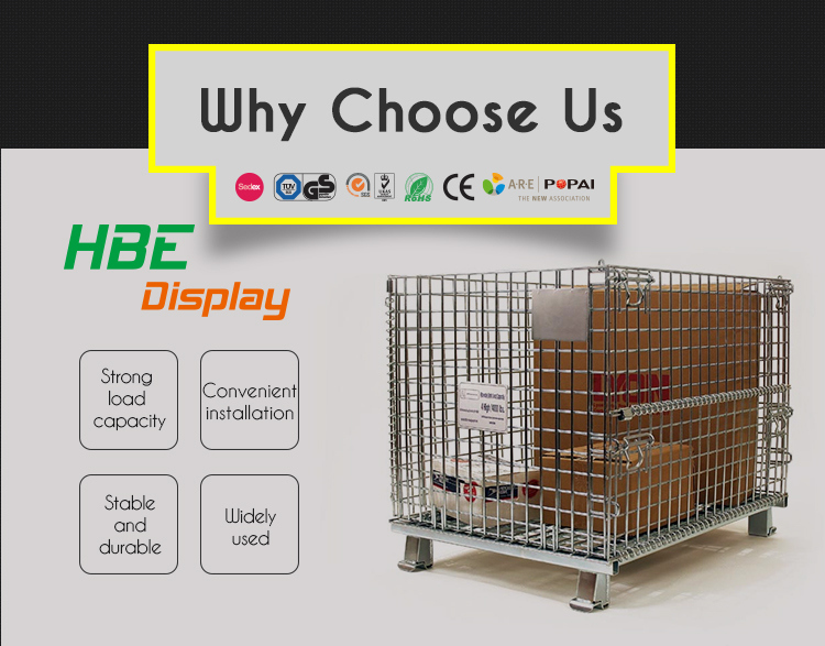 Heavy Duty Industrial Wire Mesh Pallet Cage with Wooden Pallet